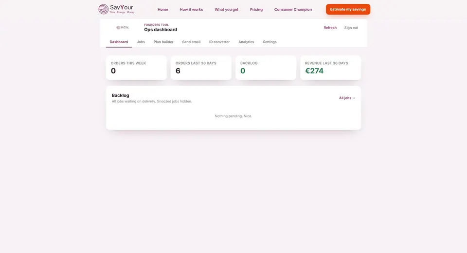 SavYour.ie admin dashboard